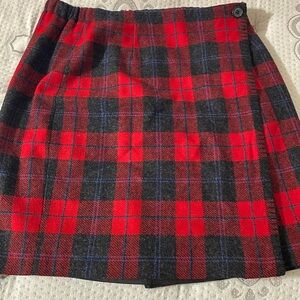 Talbots Red and Black Plaid Wool Skirt